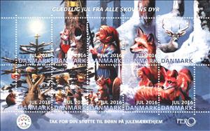 Mini Sheet, Christmas 2016, Denmark Stamps - Christmas Seals,  , Christmas, Deer, Dwarfs and Gnomes, Foxes, Squirrels