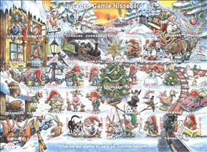 Full Pane, Christmas at the Old Christmas Farm, Denmark Stamps - Christmas Seals,  , Christmas