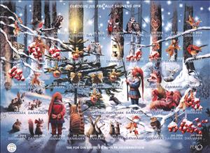 Full Pane, Merry Christmas from All Forest Animals, Denmark Stamps - Christmas Seals,  , Christmas