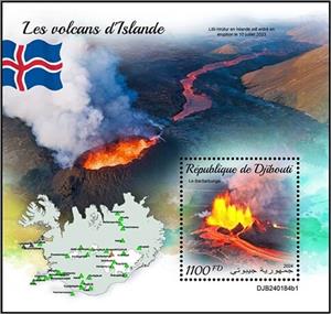 Souvenir Sheet, Bárðarbunga, Djibouti,  , Volcanos