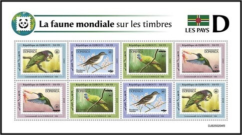 Mini Sheet, Dominica - Plumbeous Warbler (Dendroica plumbea), Djibouti,  , Birds