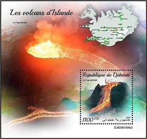 Souvenir Sheet, Fagradalsfjall, Djibouti,  , Volcanos