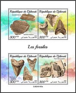 Mini Sheet, Fossils, Djibouti,  , Fossils, Prehistory