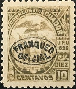 Stamp, Definitive with Black overprint, Ecuador,  , Animals (Fauna), Birds, Birds of Prey, Coats of Arms, Heraldic Animals, U.P.U., Vultures