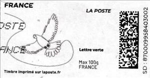 Stamp, Doodle. Dove. 1 Redesign no Laposte Logo, France,  , Birds, Drawings