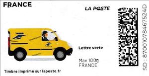 Stamp, Electric Post Van, France,  , Cars, Postal Traffic, Vehicles