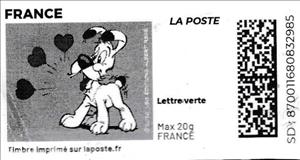 Stamp, Idefix in love in black, France,  , Cartoons, Dogs, Hearts