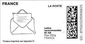 Stamp, Letter 4 recommandé, France,  , Letters (Mail)