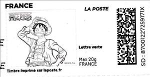 Stamp, Luffy no background colour, France,  , Cartoons
