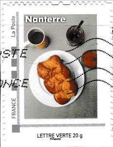 Stamp, Nanterre Brioche Jam, coffee, France,  , Coffee, Food, Pastries / Bakery products