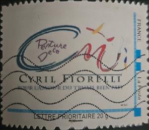 Stamp, Peinture Déco - CM - Cyril Fiorelli - Pour l'amour du travai, France,  , Letters (Alphabet), Painters