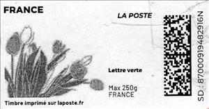 Stamp, Spring. Pink Tulips. Redesign no logo. in black, France,  , Flowers, Spring, Tulips
