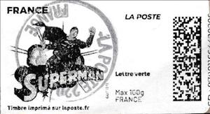 Stamp, Superman in black, France,  , Cartoons