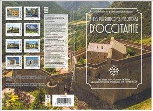 Souvenir Sheet, Unesco Heritage Sites in Occitanie, France,  , Aqueducts, Canals, Churches - Cathedrals - Basilicas - Chapels, Historic Sites, Mountains, Temples, Townscapes / City Views, UNESCO World Heritage Sites