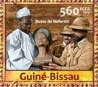Stamp, 100th Anniversary of the Discovery of the Bust of Nefertiti, Guinea-Bissau,  , Anniversaries and Jubilees, Archaeology