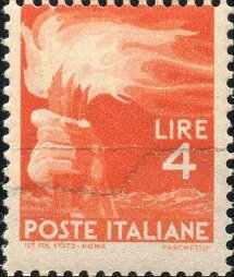 Stamp, Flaming Torch (Enlightenment), Italy,  , Fire and Flames, Hands, Torches