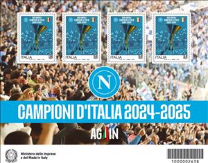 Souvenir Sheet, SSC Napoli Italian Football Champions 2024-2025, Italy,  , Football (Soccer), Sports, Trophies