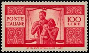 Stamp, Work, Justice and Family, Italy,  , Families, Measuring Instruments, Scales (balance)