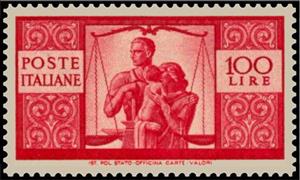 Stamp, Work, Justice and Family, Italy,  , Families, Measuring Instruments, Scales (balance)