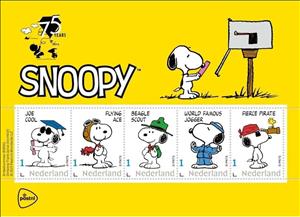 Souvenir Sheet, Snoopy, Netherlands,  , Cartoons, Comics, Dogs
