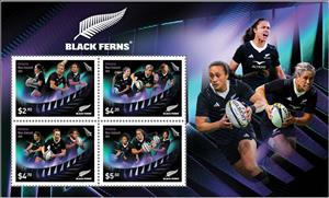 Souvenir Sheet, Black Ferns Womens' Rugby Team, New Zealand,  , Rugby, Sports