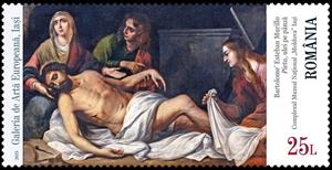 Stamp, Pieta by Bartolomé Esteban Murillo, Romania,  , Art, Museums
