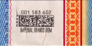 Stamp, Cigarette stamp (2025), Series 25TA, Romania,  , Letters (Alphabet), Numbers