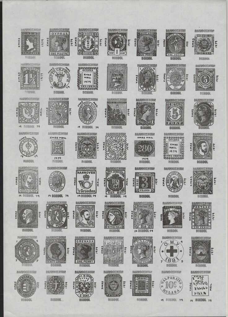 Full sheet of Christmas Stamps (stamps on stamps)