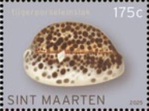 Stamp, Cypraea tigris, Sint Maarten,  , Animals (Fauna), Molluscs, Shells, Snails and Slugs