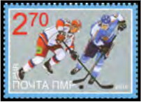 Hockey Players in Blue and White Uniforms
