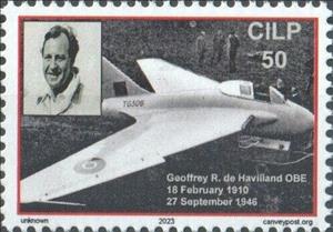 Stamp, Aviator Geoffrey R. de Havilland, United Kingdom of Great Britain & Northern Ireland,  , Aircraft, Aviation, Famous People