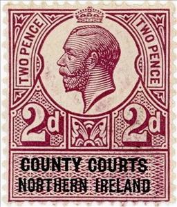Stamp, King George V County Courts 2d, United Kingdom- Northern Ireland Revenue Stamps,  , Crowns and Coronets, Famous People, Heads of State, Kings, Men, Royalty