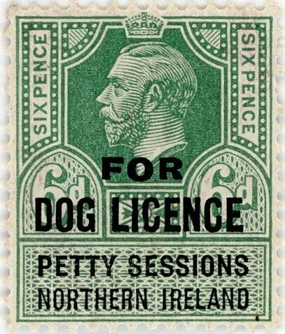 King George V overprinted "For Dog Licence"