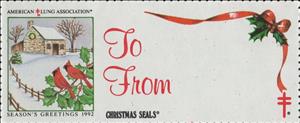 Stamp, American Lung Association 1992, United States of America,  , Charity, Christmas, Snow, Tuberculosis / TBC