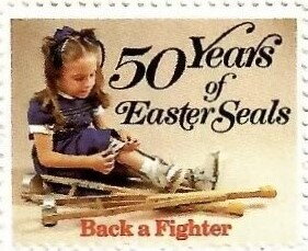 Stamp, Girl with Crutches, United States of America,  , Charity, Children, Disabled, Easter