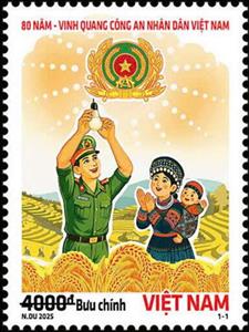 Stamp, Police Officer and Indigenous Women, Vietnam,  , Landscapes, Police, Seals (Emblems)