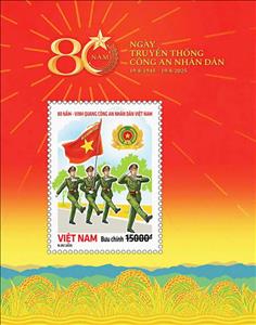 Souvenir Sheet, Police Officers in Parade, Vietnam,  , Anniversaries and Jubilees, Flags, Numbers, Police, Seals (Emblems)