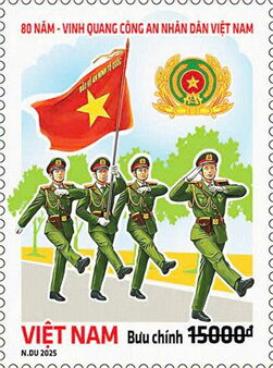 Stamp, Police Officers in Parade, Vietnam,  , Anniversaries and Jubilees, Flags, Police, Seals (Emblems)