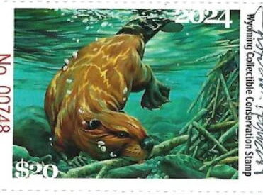 Stamp, Beaver (Castor canadensis), Wyoming (WY),  , Animals (Fauna), Beavers, Hunting, Rodents