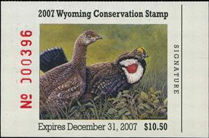 Stamp, Blue grouse (Dendragapus), Wyoming (WY),  , Animals (Fauna), Birds, Hunting