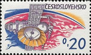 Stamp, Soviet planetary station Venera, Czechoslovakia,  , Satellites