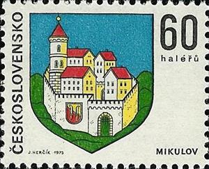 Stamp, Mikulov, Czechoslovakia,  , Coats of Arms