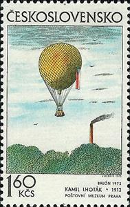 Stamp, Balloon, by Kamil Lhotak (1972), Czechoslovakia,  