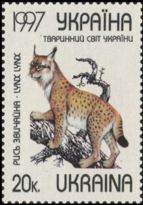 Stamp, Eurasian Lynx (Lynx lynx), Ukraine,  , Lynx, Animals (Fauna)