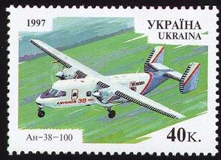 Stamp, AN-38-100, Ukraine,  , Aviation, Aircrafts