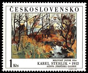 Stamp, The Milevsky River, by Karel Stehlik, Czechoslovakia,  , Paintings, Art, Illustrators