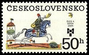 Stamp, Oleg K. Zotov, USSR, Czechoslovakia,  , Art, Horses, Illustrators, Paintings