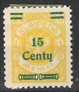 Stamp, Overprint: 15 Centy, Lithuania,  