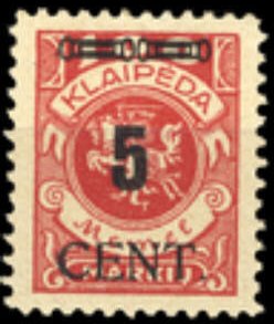 Stamp, CENT. Type II on Memeledition, Lithuania,  