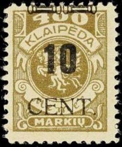 Stamp, CENT. Type II on Memeledition, Lithuania,  